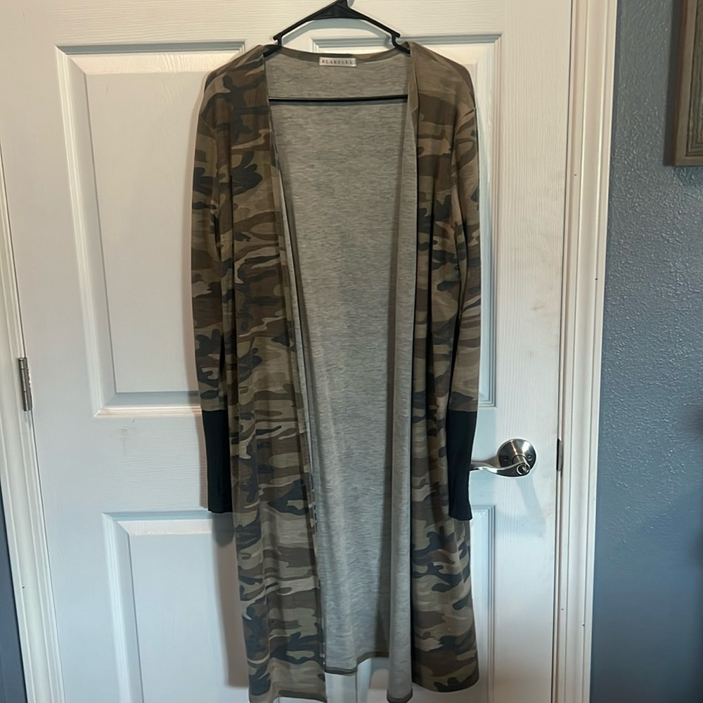 Camo long cardigan